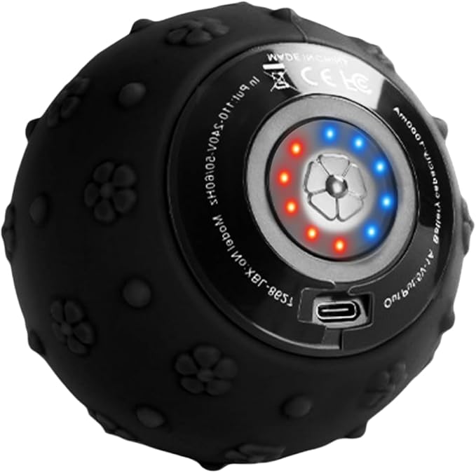 brokensnatch 5-Speed Vibrating Massage Ball with 3D Textured Surface, Rechargeable Electric Foot & Back Massage Ball for D...
