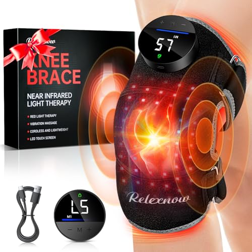 RELEXNOW Red Light Therapy for Knee with Heat & Vibration Massage, Extension Band, Wireless Controller, 660nm&850nm Near I...