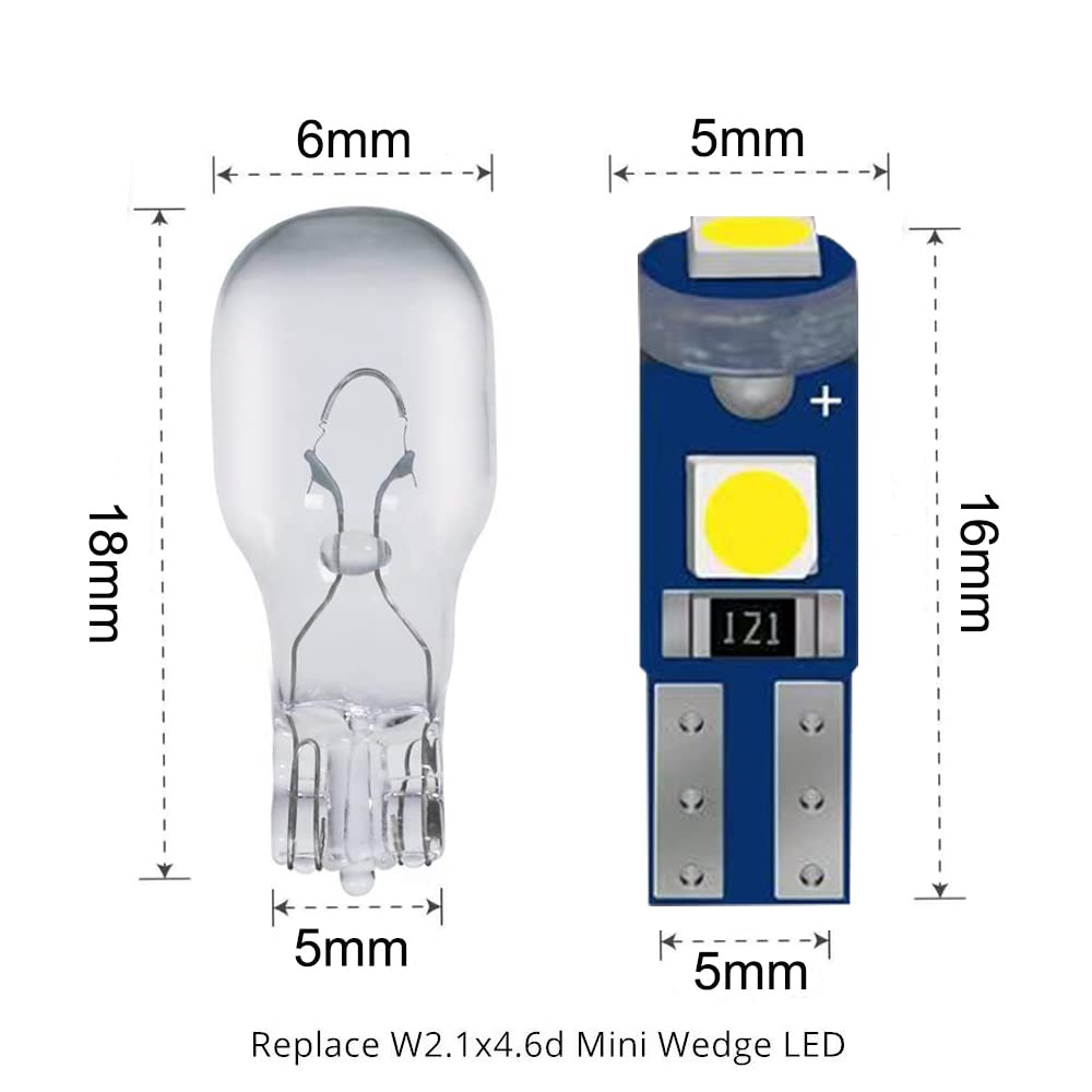 BlyilyB T5 LED Bulb 10-Pack with Twist Lock Socket PC74 PC37, 3030 SMD, White Color