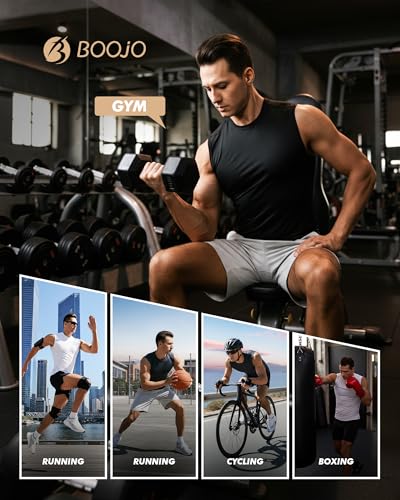 BOOJO 5 Pack Compression Shirt Men - Sleeveless Tank Top Workout Athletic Gym Quick Dry Base Layer Udershirts for Running