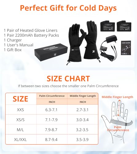 Heated Glove Liners for Women Men - Thin Rechargeable, Touchscreen Compatible, Long-Lasting Warmth for Winter Sports Indoo...