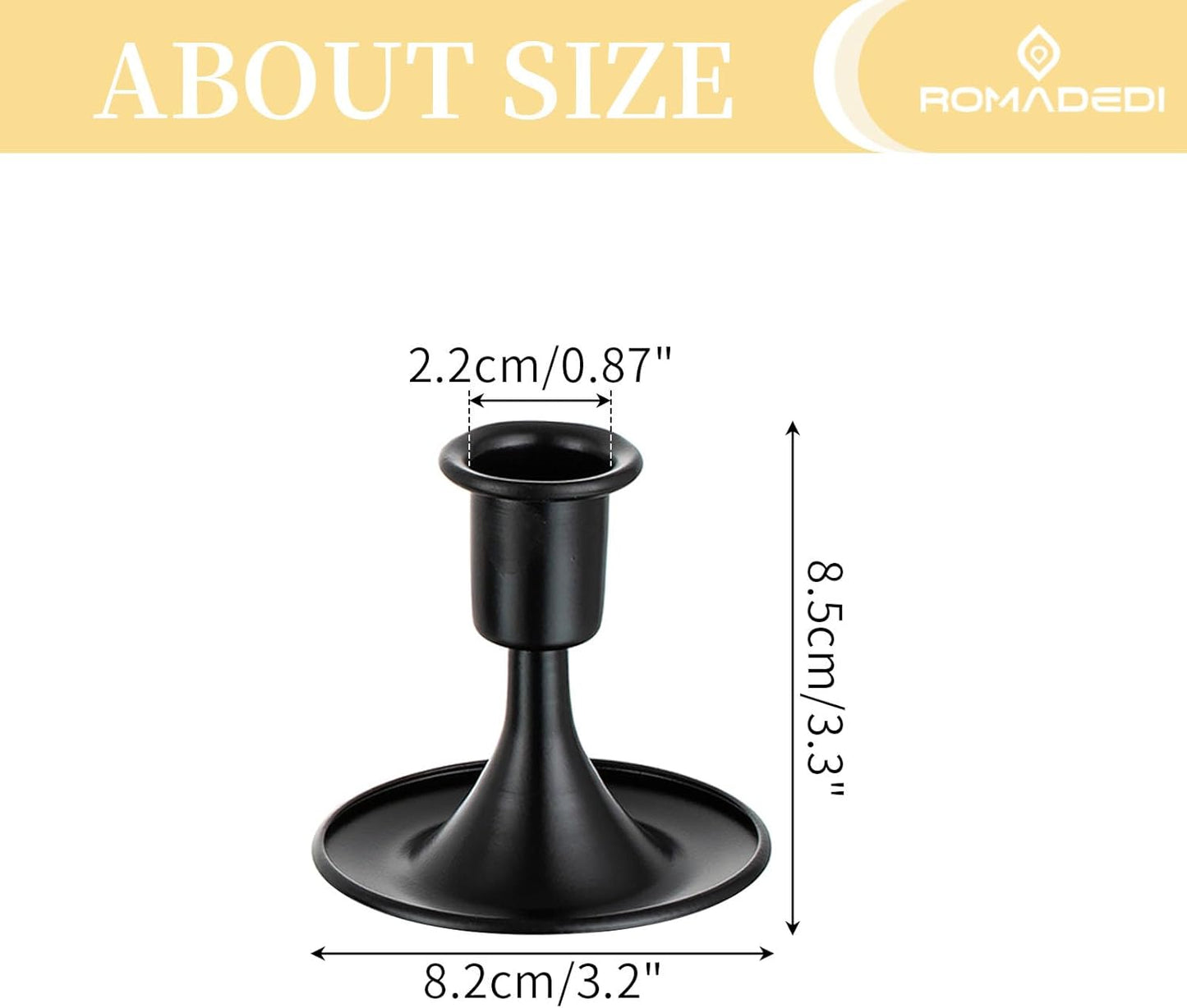 Black Candlestick Candle Holders for Taper ：12 PCS Romadedi Candle Stick Holder Set Vintage Table Centerpiece Halloween Decoration Wedding Christmas Fireplace Mantel Home Deocr