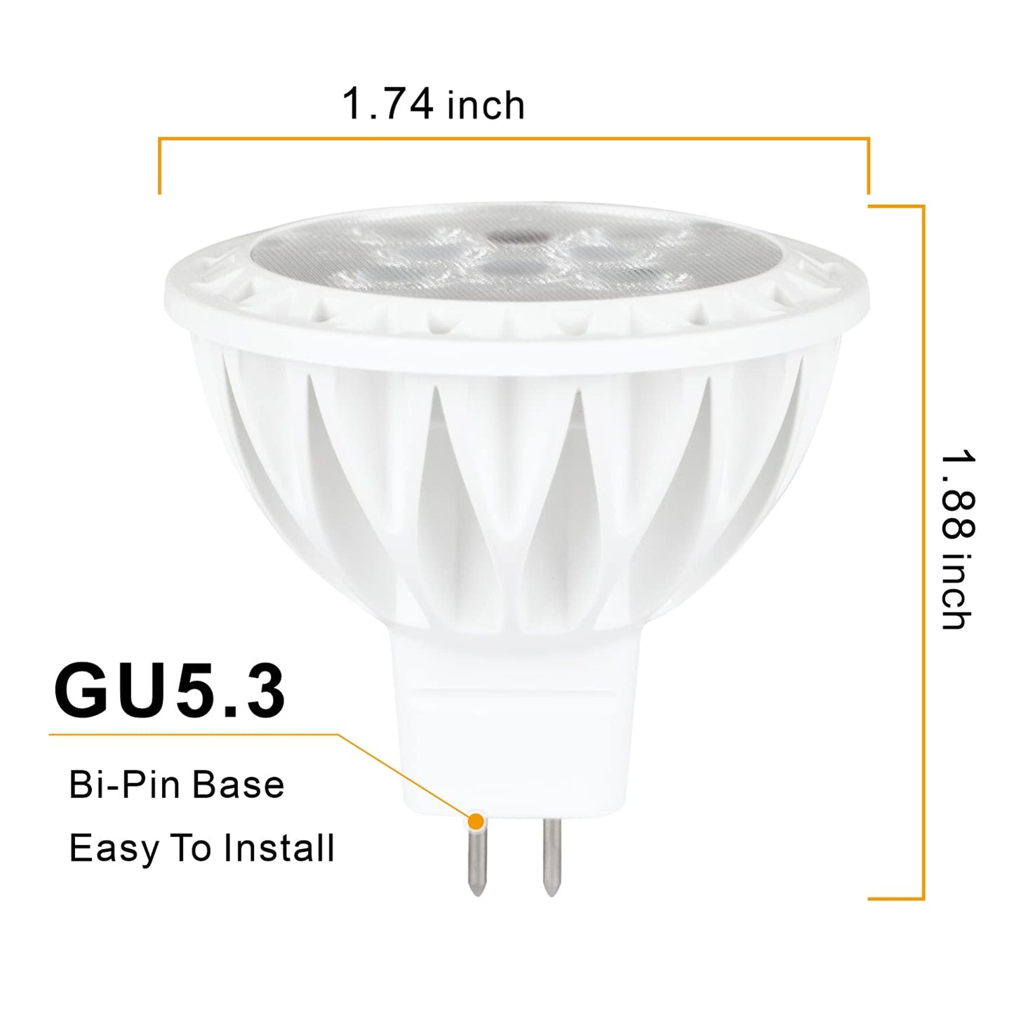 12V Mr16 Led Bulbs 4000K Neutral White Dimmable 50W Halogen Replacement Gu5.3 Base Led Light Bulbs For Recessed Lighting  Track Lights  6-Pack