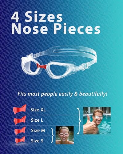 ZABERT Swim Goggles,W2 Swimming Goggles for Adult Men Women, Anti-fog UV Protection No Leaking