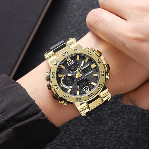 FANMIS Mens Analog Digital Dual Display Sports Watches Military Multifunctional 50M Waterproof LED Watch with Alarm Stopwa...