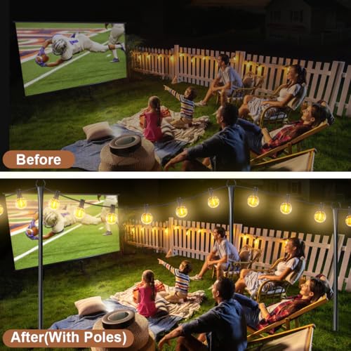 6 Pack String Light Poles for Outside, Heavy-Duty Metal Poles for Outdoor String Lights with Fork, Adjustable Lighting Han...