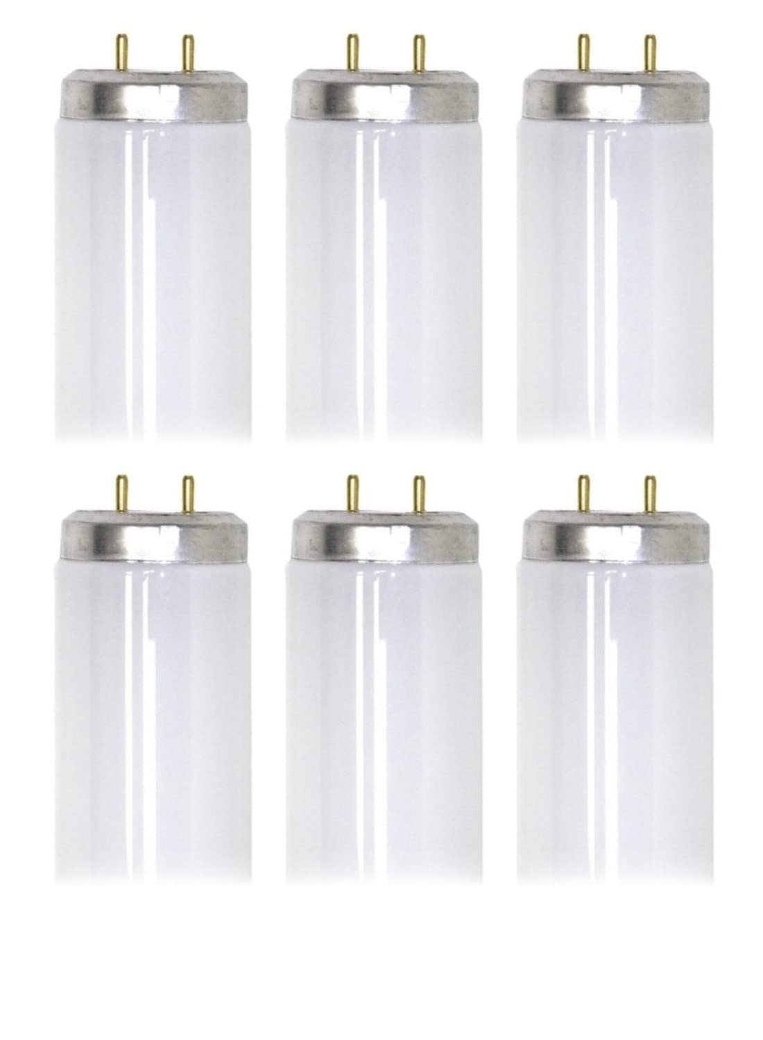 Ge Lighting (6 Tubes) Ge F40T12 Fluorescent Bulbs  48 Inch Linear Fluorescent T12  40 Watts  2100 Lumens  4100K Cool White  Great For Utility And Workspaces  Refreshing Light