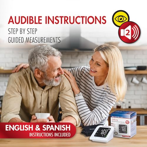 SmartHeart Blood Pressure Monitor | Wide-Range Upper Arm Cuff | Audible English Spanish Instructions and Results for Visua...