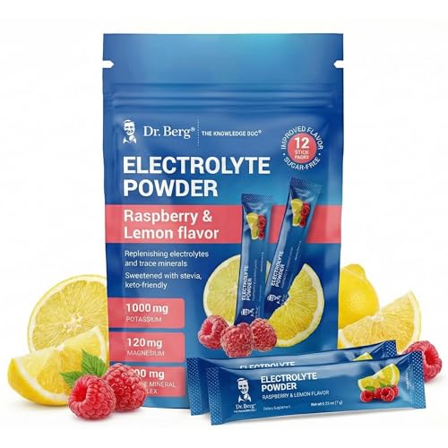 Dr. Berg (Improved Flavor) Sugar-Free Electrolyte Powder Packets with 1000 mg Potassium | Hydration Packets | Keto Electro...
