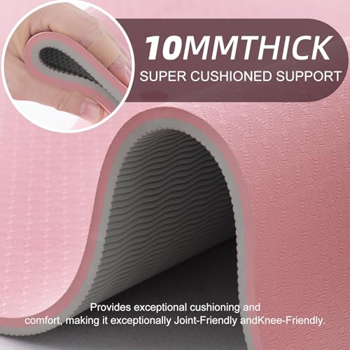 UMINEUX Yoga Mat Extra Thick 1/3'' & 2/5" Non Slip Yoga Mats for Women Eco Friendly TPE Fitness Exercise Mat with Carrying...