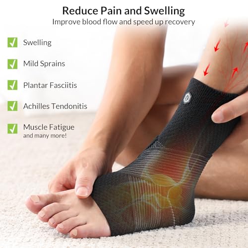 ZOELION Ankle Brace Compression Support with Removable Fishnet Strap, 3D Knit Plantar Fasciitis Relief Achilles Tendonitis...