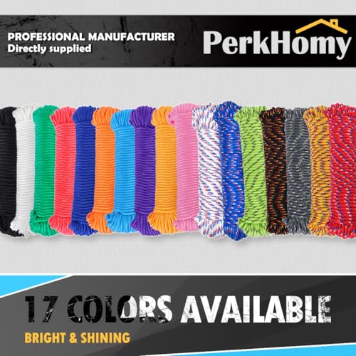 PerkHomy 90 ft 1/4 inch (7mm) Polyester Rope (Nylon - Like Durability) Poly Flag Pole Clothes Line Camping Utility Good fo...