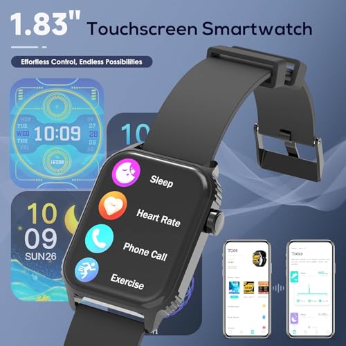 TRAUSI Smart Watch, 120 Sports Modes Smartwatch, IP67 Waterproof, Sleep Monitor, Bluetooth Call Watch for Android/iPhone