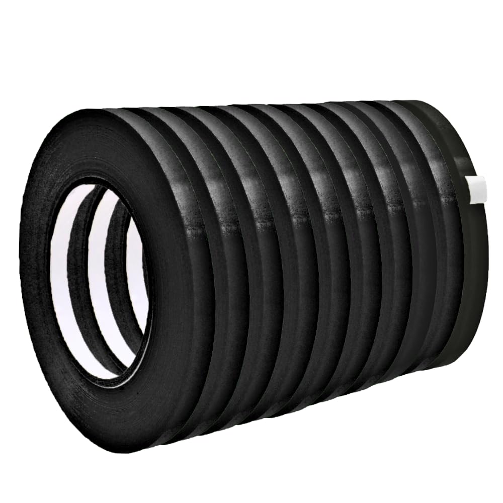 WOD Black 10 Pack, Poly Bag Sealer Tape - 3/8 inch x 180 yds. for Color Coding Age of Perishables, Food Storage, Pack,Aging and Sealing Meat, Candy, or Gifts BSTC22PVC