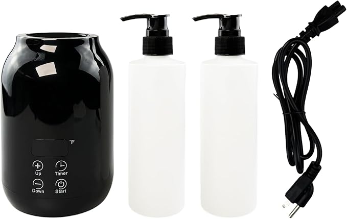 Flylin Massage Oil Warmer, Temperature Control Lotion Bottle Warmer Heater with Two Oil Bottle, Smart Touch Key Digital Massage Oil Heater for SPA/Salon/Barber Shops/Home