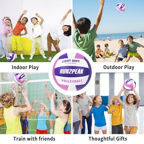 RUN2PEAK Light Soft Volleyball - Light Volleyball Designed for Beginners Kids Youth Teen - Lightweight Volleyballs for Ind...