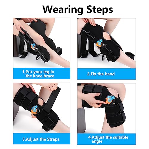 Hinged ROM Knee Braces Adjustable Knee Immobilizer Support for Knee Pain ACL MCL PCL Arthritis Meniscus Tear Post OP Recov...