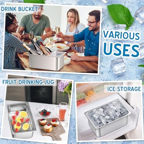 meekoo 2 Pack Ice Buckets for Freezer Wine Beer Champagne Bucket Stainless Steel Bin for Freezer Metal Drink Buckets Cockt...