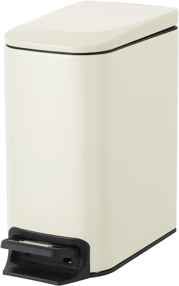 Cesun Small Bathroom Trash Can with Lid Soft Close, Step Pedal, 6 Liter / 1.6 Gallon Stainless Steel Garbage Can with Removable Inner Bucket, Anti-Fingerprint Finish (Creamy White)