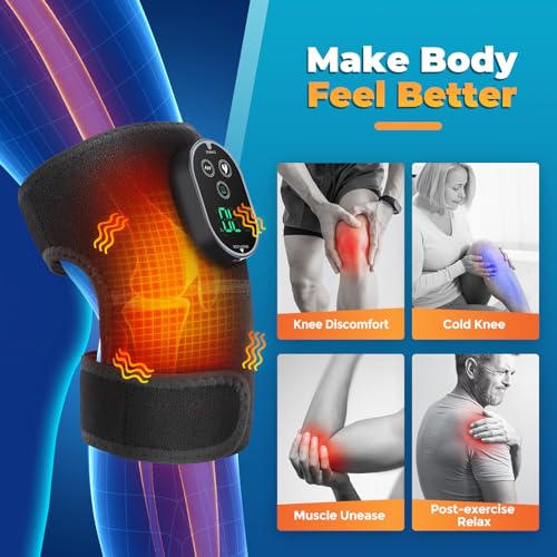 Cordless Heated Knee Massager with Vibration, FSA Eligible HSA, Heated Knee Brace Wrap Heating Shoulder Brace Support Wrap...