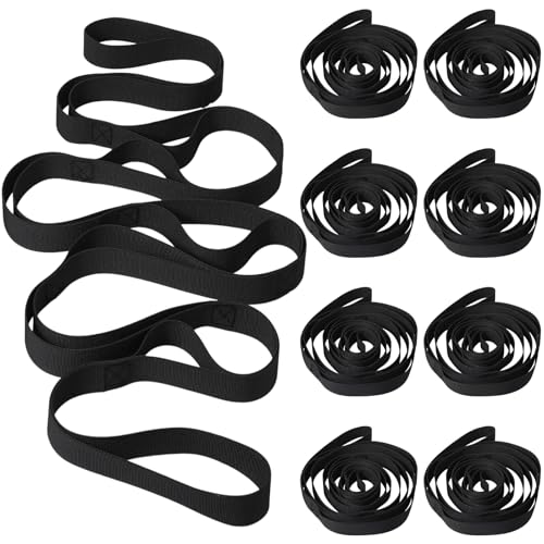 Foilswirl 8 Pack Stretching Strap with 10 Loops Bulk Yoga Strap Bulk for Physical Therapy Stretch Bands with Loops Non Ela...