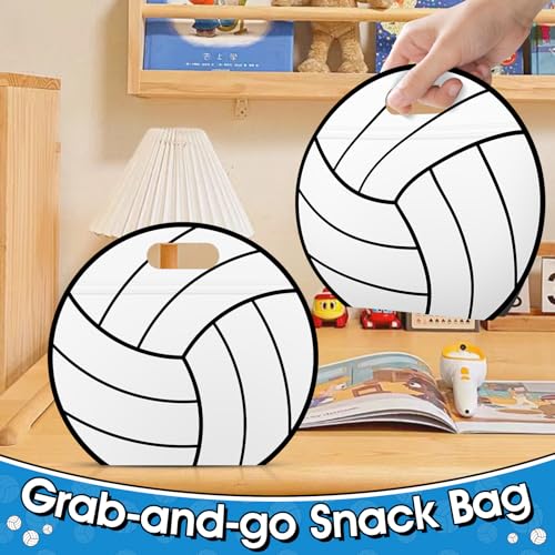 AKAIXI 24pcs Volleyball Gift Bags with Handles Reusable Sealed Snack Bags, Stand-up Bottom Treat Bags for Volleyball Coach...