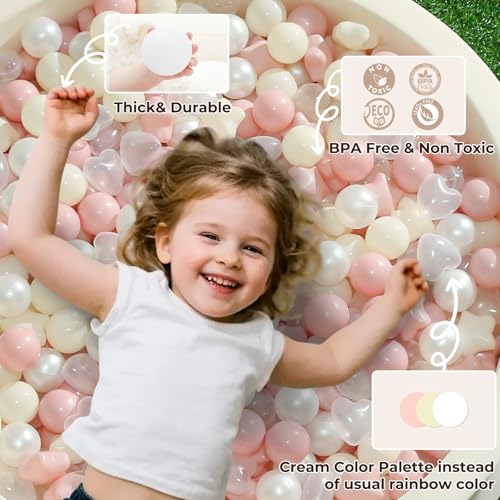 TRENDPLAY Ball Pit Balls Star and Heart Shapes for Toddlers - 50 100 200 500 Count Plastic Balls for Ball Pit Fun and Play