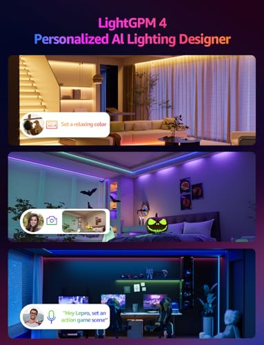 Lepro SE1 AI Smart LED Strip Lights - 49.2ft RGB Color Changing Light Strips with APP Control, AI Generated Lighting, Musi...