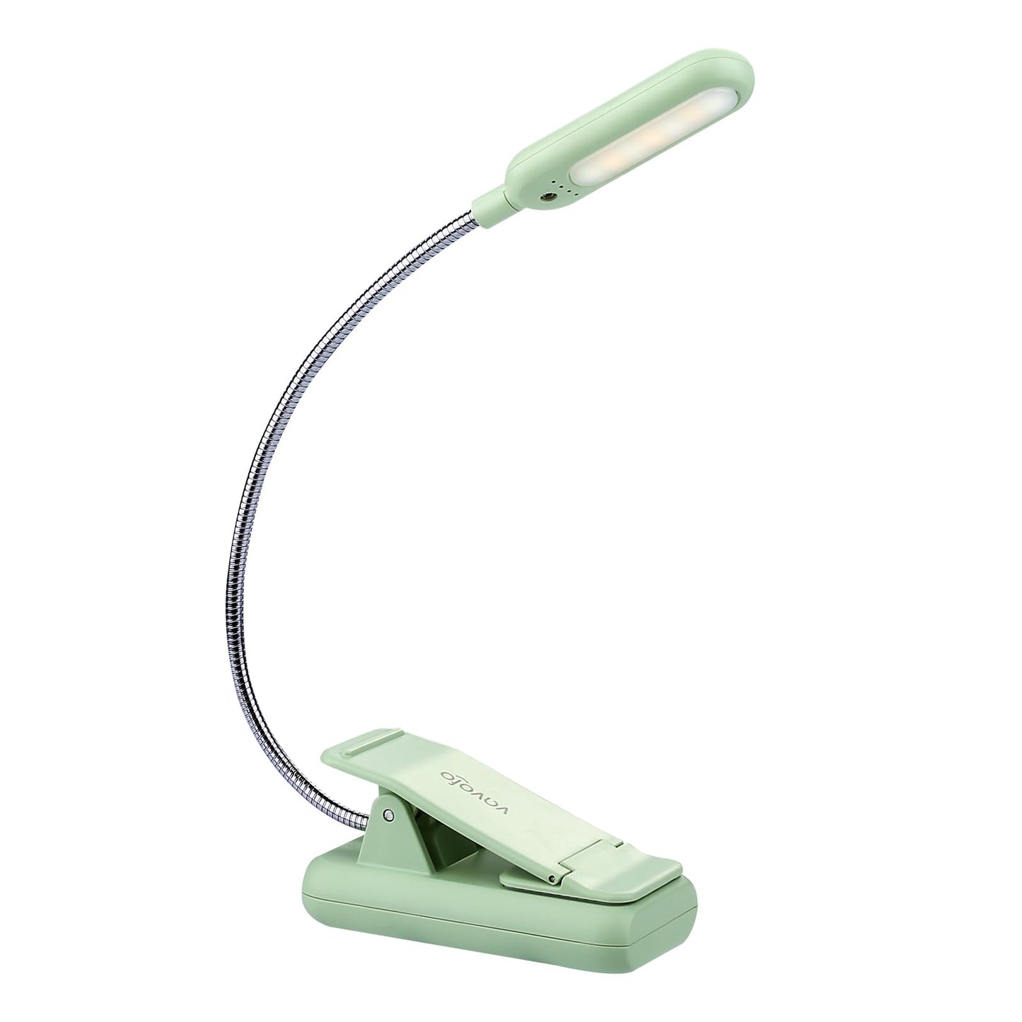 VAVOFO Rechargeable Book Light, 7 LED, 9-Level Warm/Cool White, Eye Care Lamp, Avocado Green, Model KM-6720