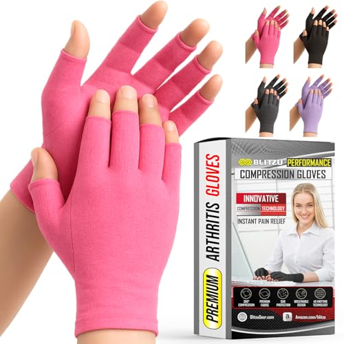 Compression Arthritis Gloves for Women and Men, Fingerless Rheumatoid Arthritis Carpal Tunnel Pain Relief Gloves, Hand Sup...