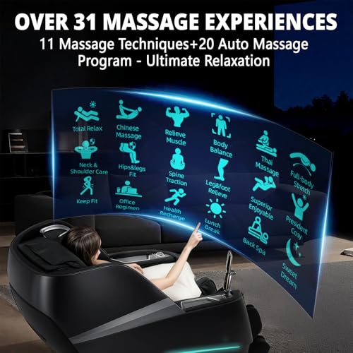 HealthRelife 4D Massage Chair Full Body Zero Gravity Recliner - 55“ SL-Track,20 Auto Modes,11 Massage Technique,40 Airbags...