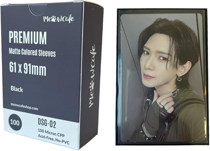 MEOWCAFE Premium 61x91mm Colored Sleeves for Double Sleeving Kpop Photocard, Strong, Thick, High Clarity Kpop Photocard Sl...