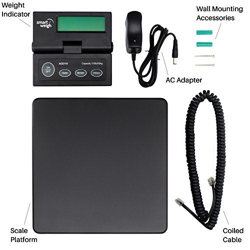 Smart Weigh Digital Postal Shipping Scale, 110lb/50kg to 0.1oz/2g Precision, Hold Function, Separate Wall-Mount Screen, AC...