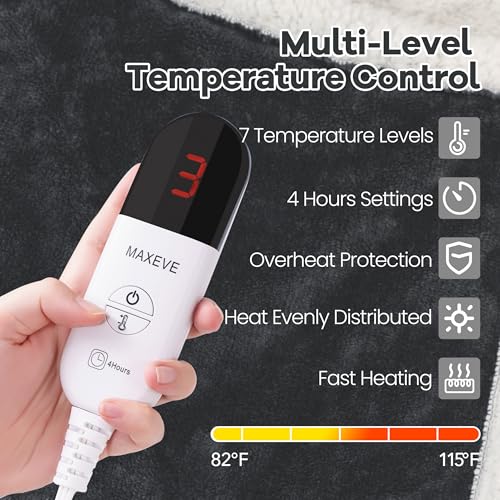 Heated Blanket Wearable Electric Blanket with Foot Pocket and Sleeves, Heating Throw Blanket, Electric Snuggle Blankets, 6...