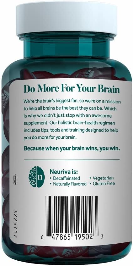 NEURIVA Plus Brain Supplement for Memory, Focus & Concentration + Cognitive Function with Nootropics Phosphatidylserine and Neurofactor, VIT B6 & B12, Strawberry Flavor, 50 Gummies (2 Pack)