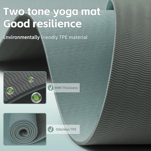 PAIDU Yoga Mat 8mm Super Thick TPE Fitness Mat | SGS Certified | Non-Slip, Odorless & Tear-Resistant | Unisex with Strap |...