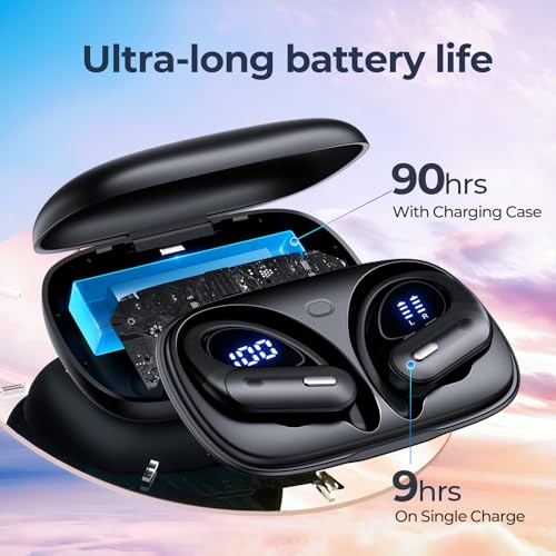 Active Noise Cancelling Wireless Earbuds Bluetooth Headphones 90 Hrs Playtime Ear Buds with Hi-Res Stereo Deep Bass Power ...