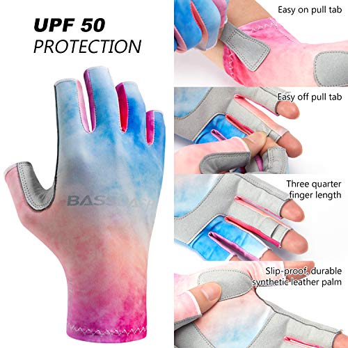 BASSDASH ALTIMATE UPF 50+ Women’s Fishing Gloves UV Sun Protection Fingerless Gloves for Kayaking Paddling Hiking Cycling ...