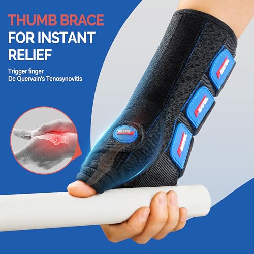 FEATOL Carpal Tunnel Wrist Brace Night Support, Thumb Spica Splint Right Hand for De Quervains Tenosynovitis, Tendonitis, ...