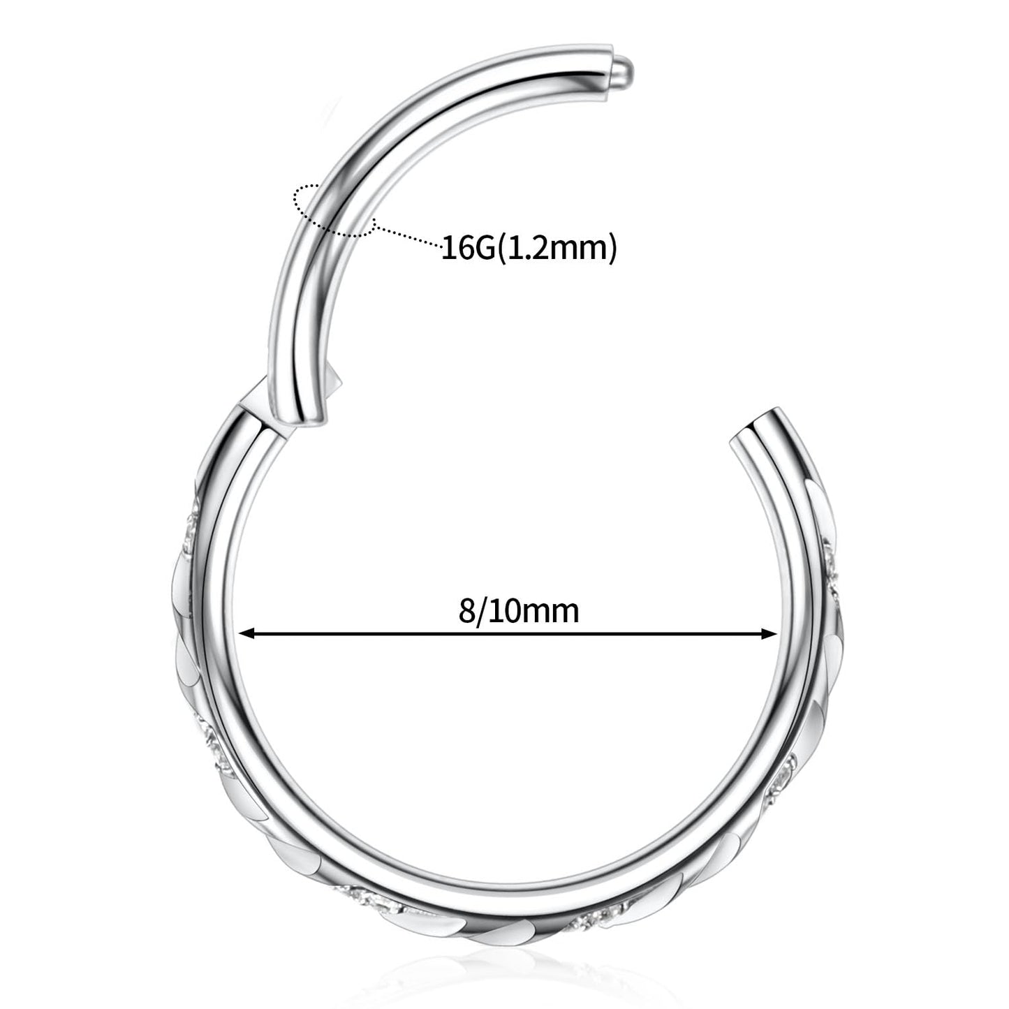 16G Conch Daith Helix Rook Orbital Tragus Piercing Jewelry Silver Septum Daith Ear Conch Jewelry CZ Nose Ring Cartilage Conch Ea
