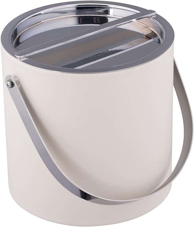 Kraftware 3qt Polished Chrome Arch Handle & Bridge Cover: White Manhattan 3 quart Ice Bucket, Small