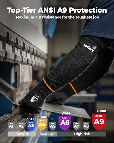 toolant ANSI A9 Cut Resistant Arm Sleeves, Arm Protectors for Thin Skin and Bruising, Arm Guards for High Risk Work, for C...