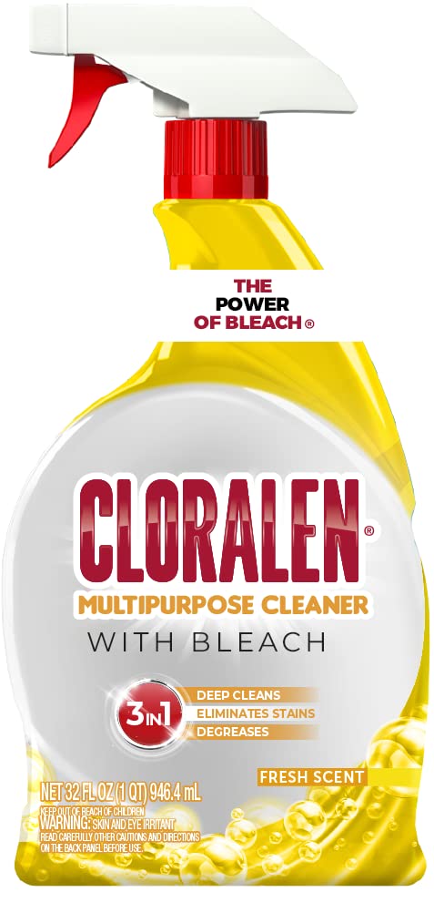 Cloralen All Purpose Cleaner with Bleach Spray - 32 fl oz - Fresh Scent - 3-in-1 Multipurpose Cleaner Spray - Deep Cleans, Eliminates Stains & Degreases