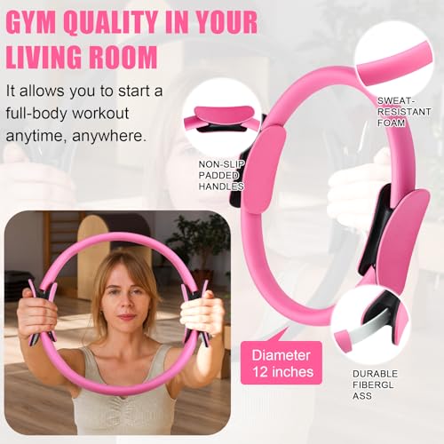 10 Pcs Pilates Ring Set for Women Home Yoga Equipment Accessories Pilates Ring Circle and Ball Workouts Gift Include Ball ...
