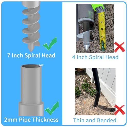 Shade Sail Poles, 12Ft Sun Shade Sail Poles with Spiral Drill Bit, Heavy Duty Shade Sail Post with D-Clamp for Garden Yard...