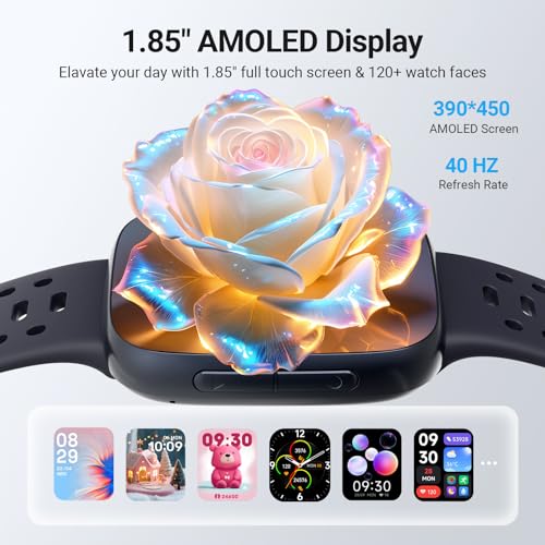 Smart Watches for Men Android iPhone (2 Bands), [1.85" AMOLED Screen] Smartwatch Fitness Tracker 3ATM Waterproof with Blue...