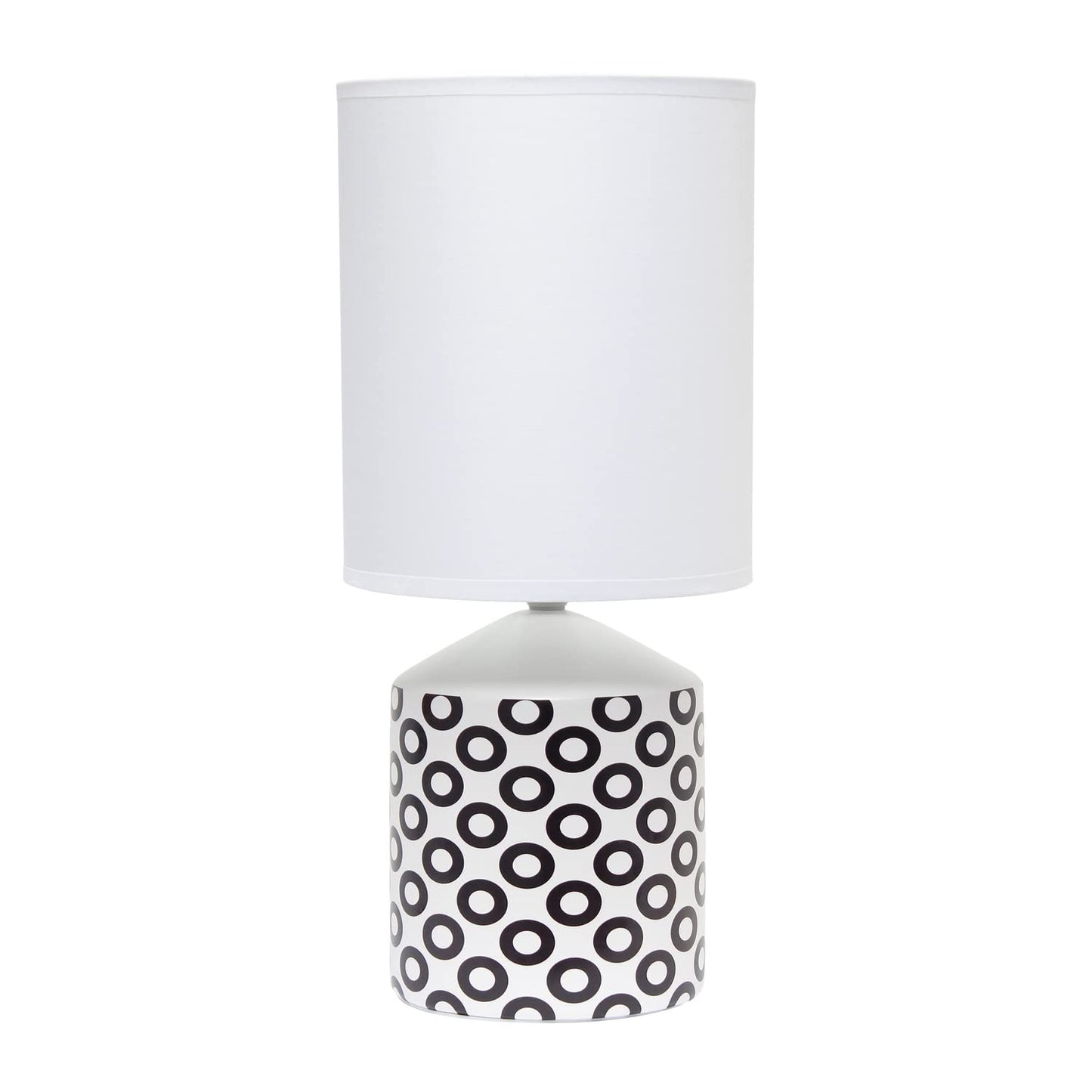 Simple Designs Table Lamp - Black Ovals Circles Pattern, Ceramic, 8.5inL x 8.5inW x 18.5inH, Model LT2077-OVL, Color