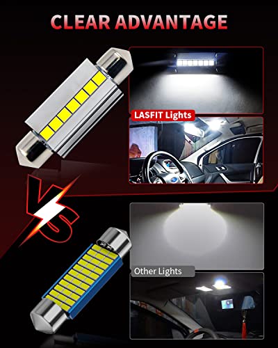 LASFIT Super Bright 42MM LED Festoon 41MM 211-2 578 212-2 LED Use for Dome Map Door Interior Door Trunk Glove Box Lights 6...