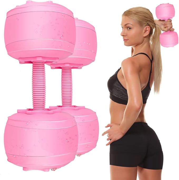 DEIRIS Travel Weights Water Filled Dumbbell Set of 2,6LB Hand Weights for Women at Home Gym Exercise Training