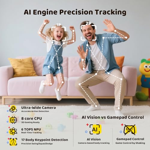 Kinhank MotionX Active Game Console with 39 Motion Games for Kids&Family,Plug&Play AI Motion Game System,Dynamic Updates,N...